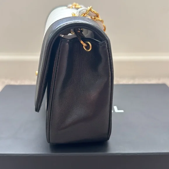 Vintage Chanel Mini Mademoiselle Bag Black and White Lambskin Gold Hardware - Picture 14 of 17